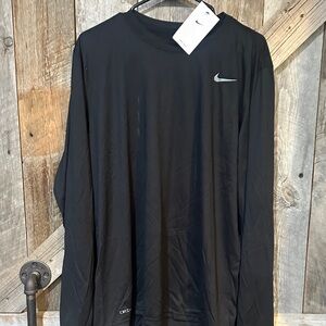 Nike Black Long Sleeve Dri-FIT Crew with Silver Swoosh